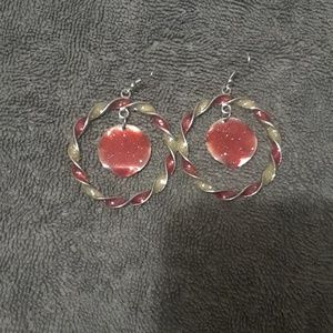 Christmasy earrings. Red and silver glitter